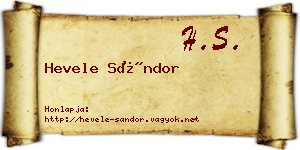 Hevele Sándor névjegykártya